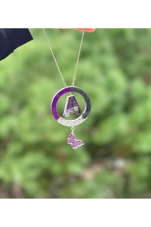 A HARF MOR SİM GÜMÜŞ GLİTTERLİ METALİK ANTRASİT RENK EPOKSİ ARABA SÜSÜ DİKİZ AYNA SÜSÜ HEDİYELİK