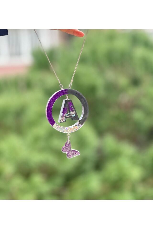 A HARF MOR SİM GÜMÜŞ GLİTTERLİ METALİK ANTRASİT RENK EPOKSİ ARABA SÜSÜ DİKİZ AYNA SÜSÜ HEDİYELİK