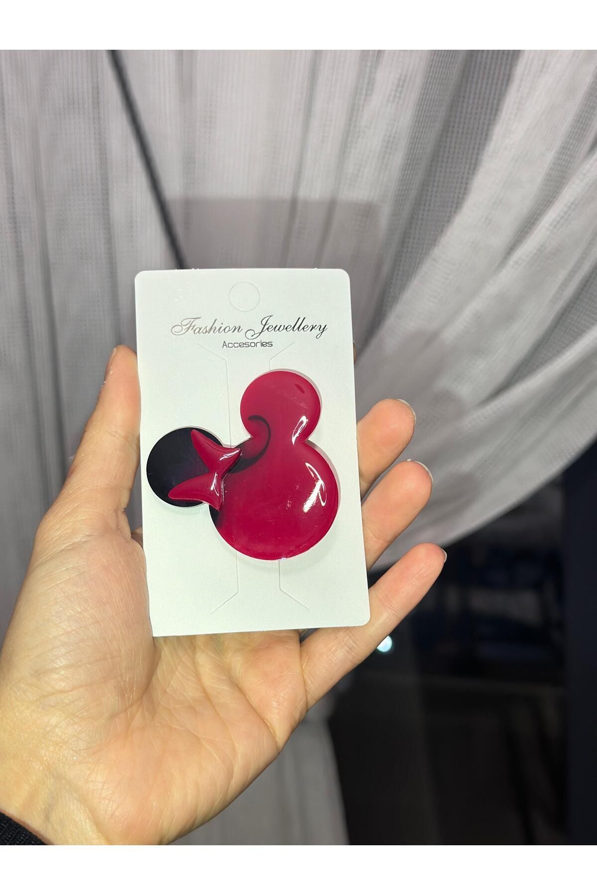 MİNY Desen Simli/Glitterli Parlak Epoksi Çocuk/Genç Pens Toka Hediyelik Toka BORDO SİYAH