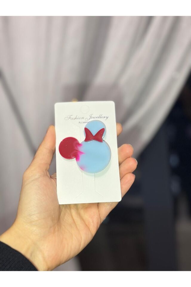 MİNY Desen Simli/Glitterli Parlak Epoksi Çocuk/Genç Pens Toka Hediyelik Toka BORDO MAVİ